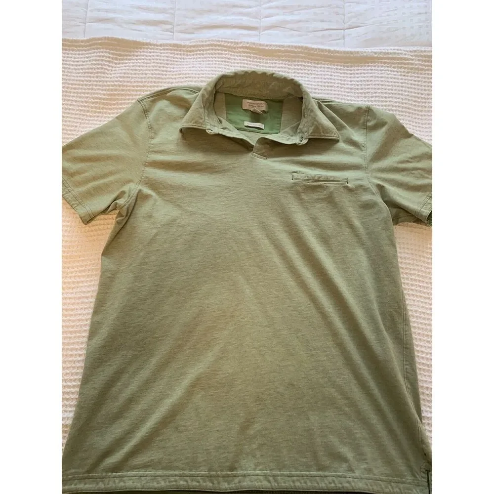Banana Republic Shirt Men's‎ Large Green Short Sleeve Fitted Pima Polo Collared